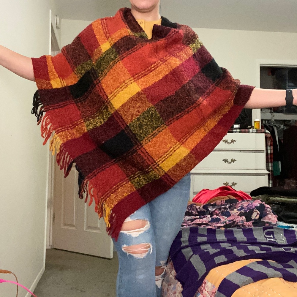 Plaid - wool like Shawl - one size - Just Be